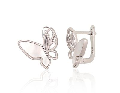 Silver Earrings with English Clasp A2204175PRhGrPL