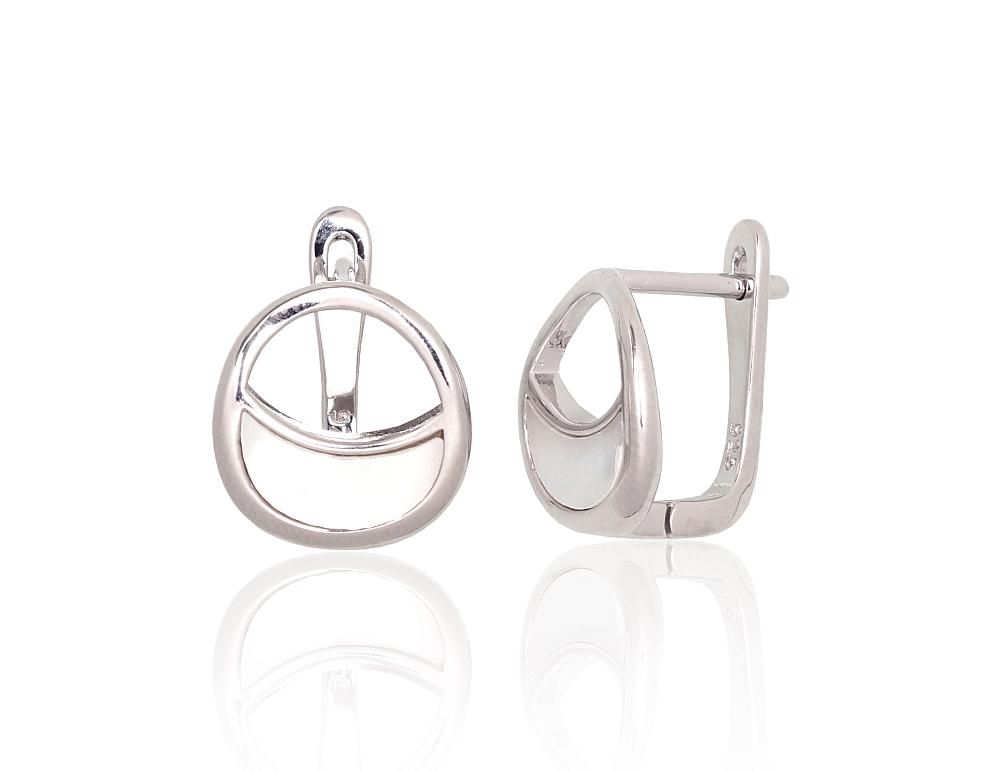 Silver Earrings with English Clasp A2204176PRhGrPL