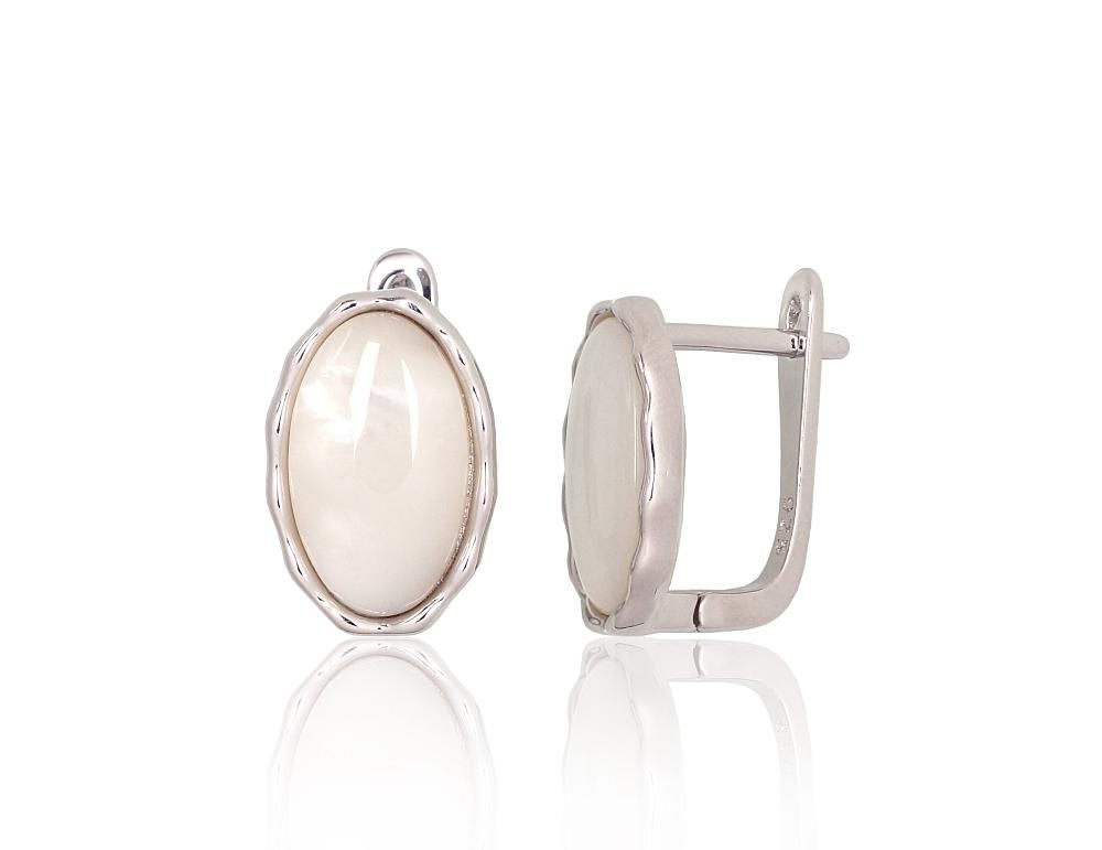 Silver Earrings with English Clasp A2204179PRhGrPL