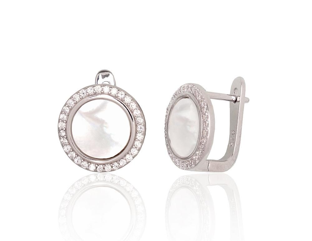 Silver Earrings with English Clasp A2204183PRhGrCZPL