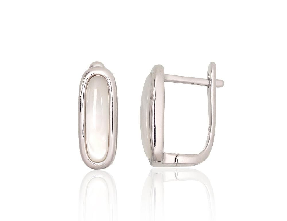 Silver Earrings with English Clasp A2204178PRhGrPL