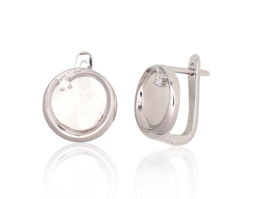 Silver Earrings with English Clasp A2204182PRhGrCZPL