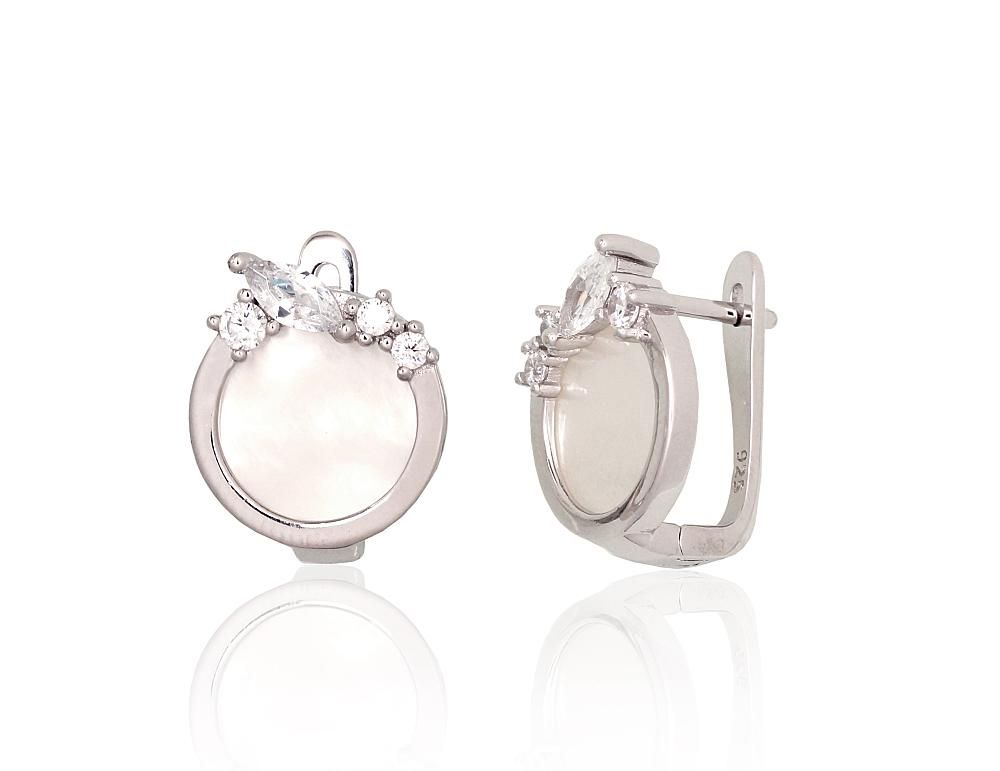 Silver Earrings with English Clasp A2204184PRhGrCZPL
