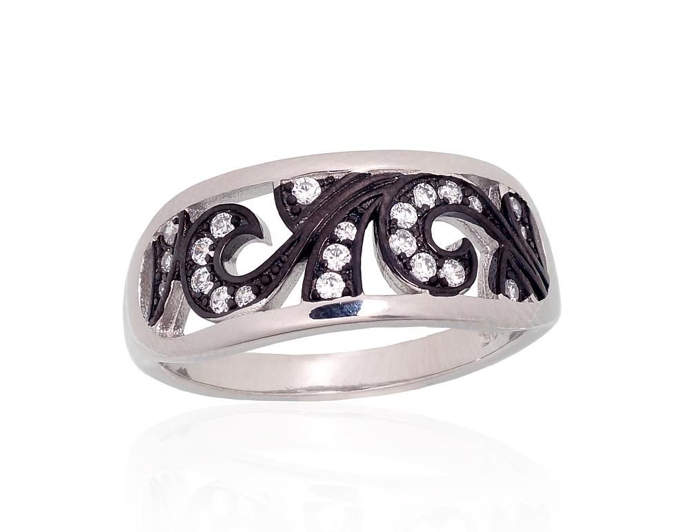 Silver Ring A2101971PRhGrPRhBkCZ