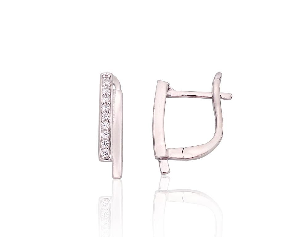 Silver Earrings English Clasp A2204201PRhGrCZ