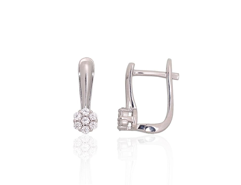 Silver Earrings with English Clasp A2204194PRhGrCZ