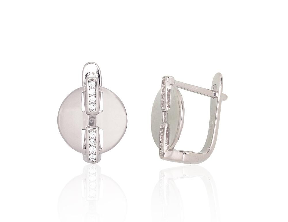 Silver Earrings with English Clasp A2204235PRhGrCZ