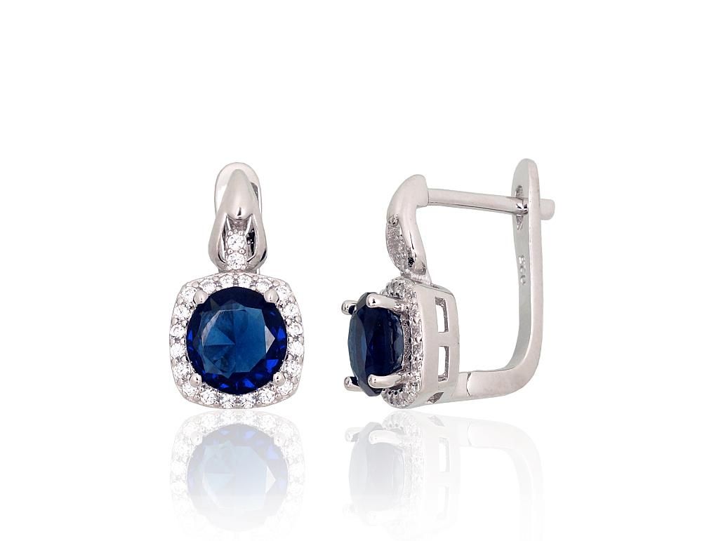 Silver Earrings with English Clasp A2204243PRhGrCZCZB