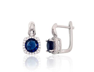 Silver Earrings with English Clasp A2204243PRhGrCZCZB