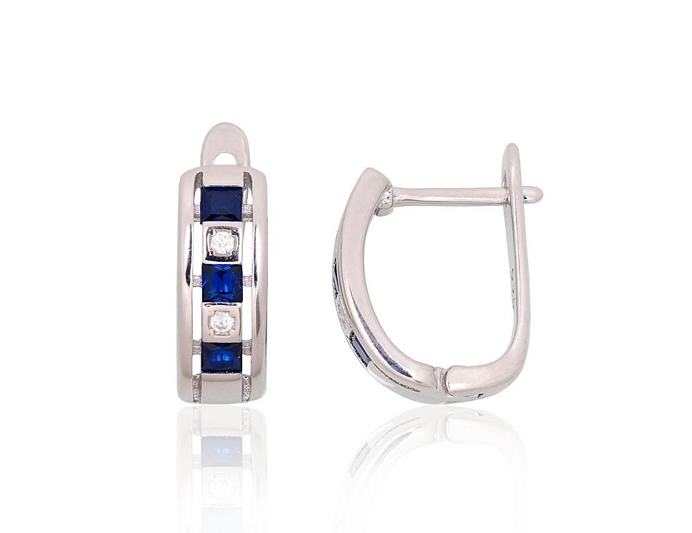 Silver Earrings with English Clasp A2204248PRhGrCZCZB