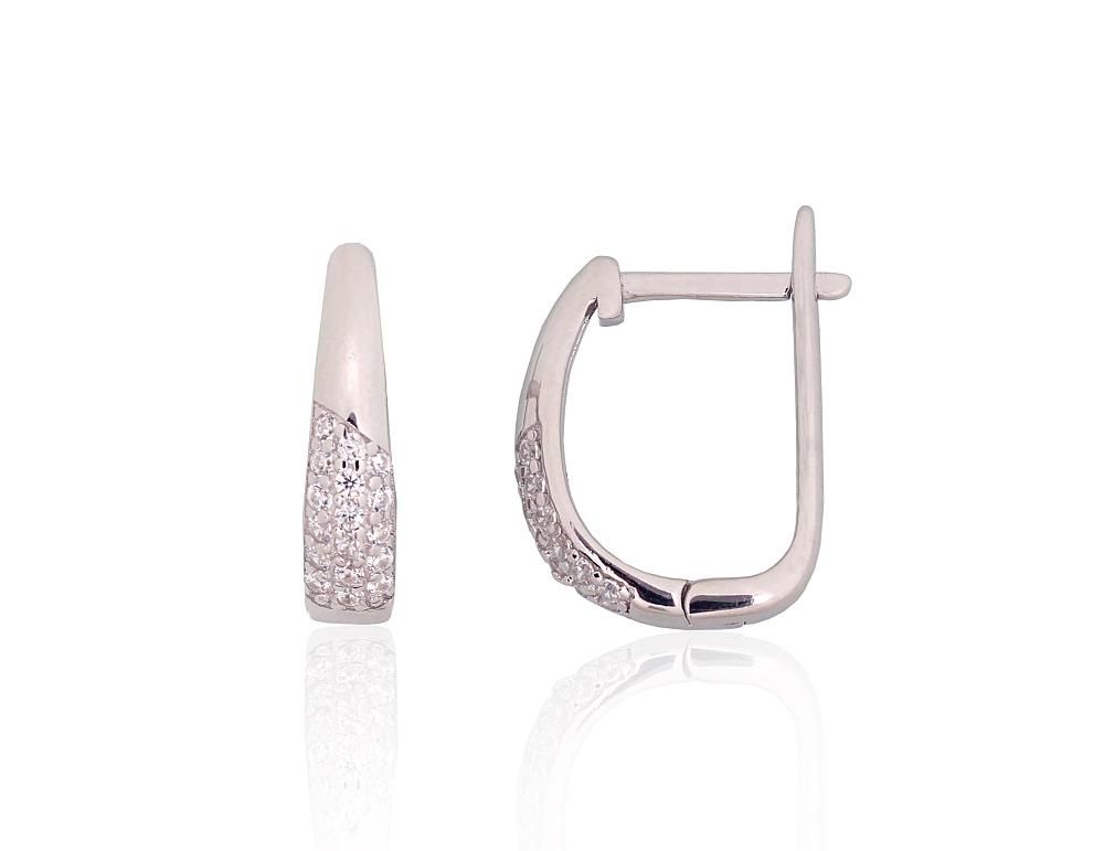 Silver Earrings English Clasp A2204209PRhGrCZ