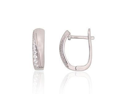 Silver Earrings with English Clasp A2204216PRhGrCZ