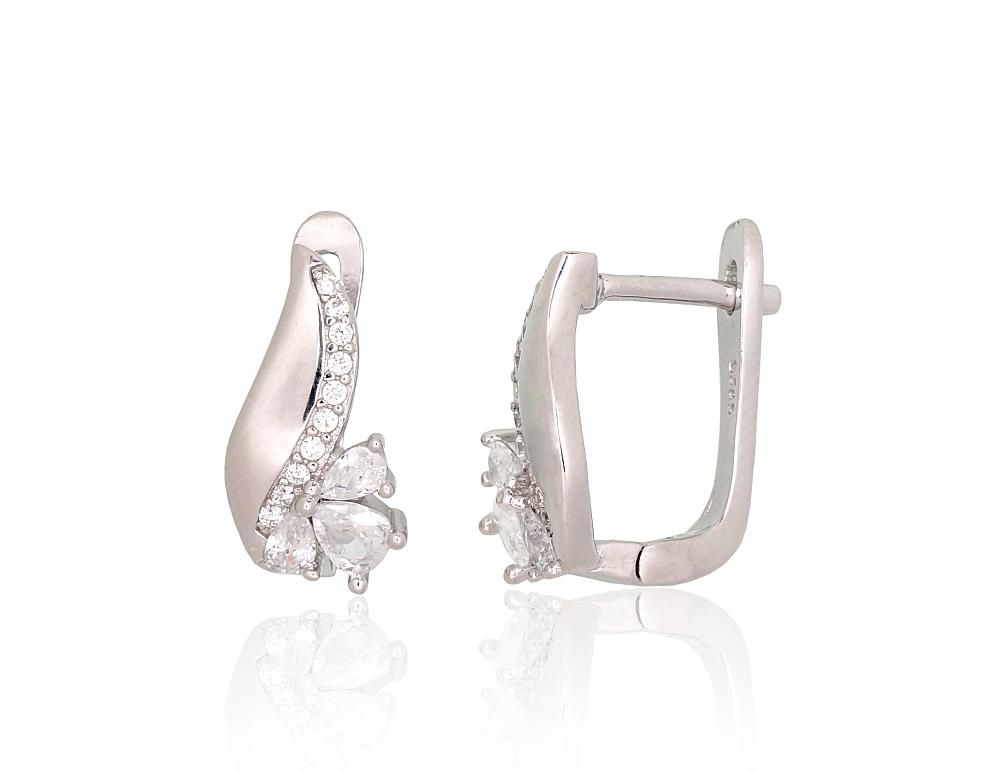 Silver Earrings English Clasp A2204237PRhGrCZ