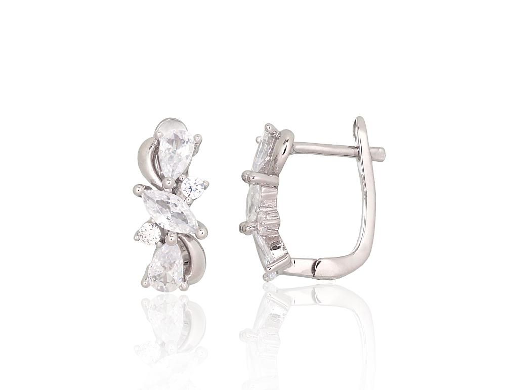 Silver Earrings English Clasp A2204238PRhGrCZ