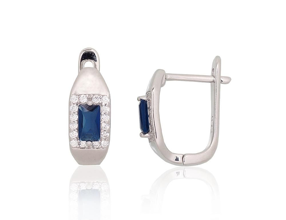 Silver Earrings with English Clasp A2204241PRhGrCZCZB