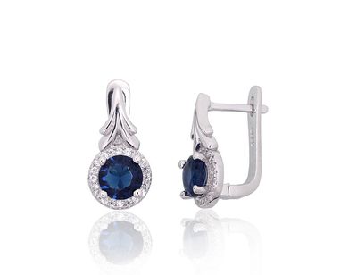 Silver Earrings with English Clasp A2204245PRhGrCZCZB