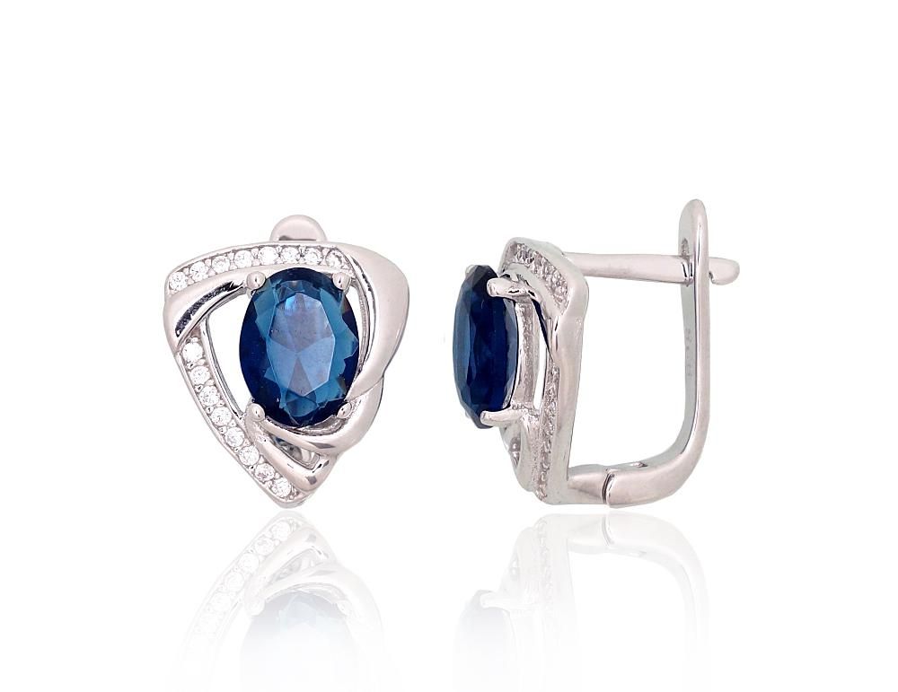 Silver Earrings with English Clasp A2204247PRhGrCZCZB