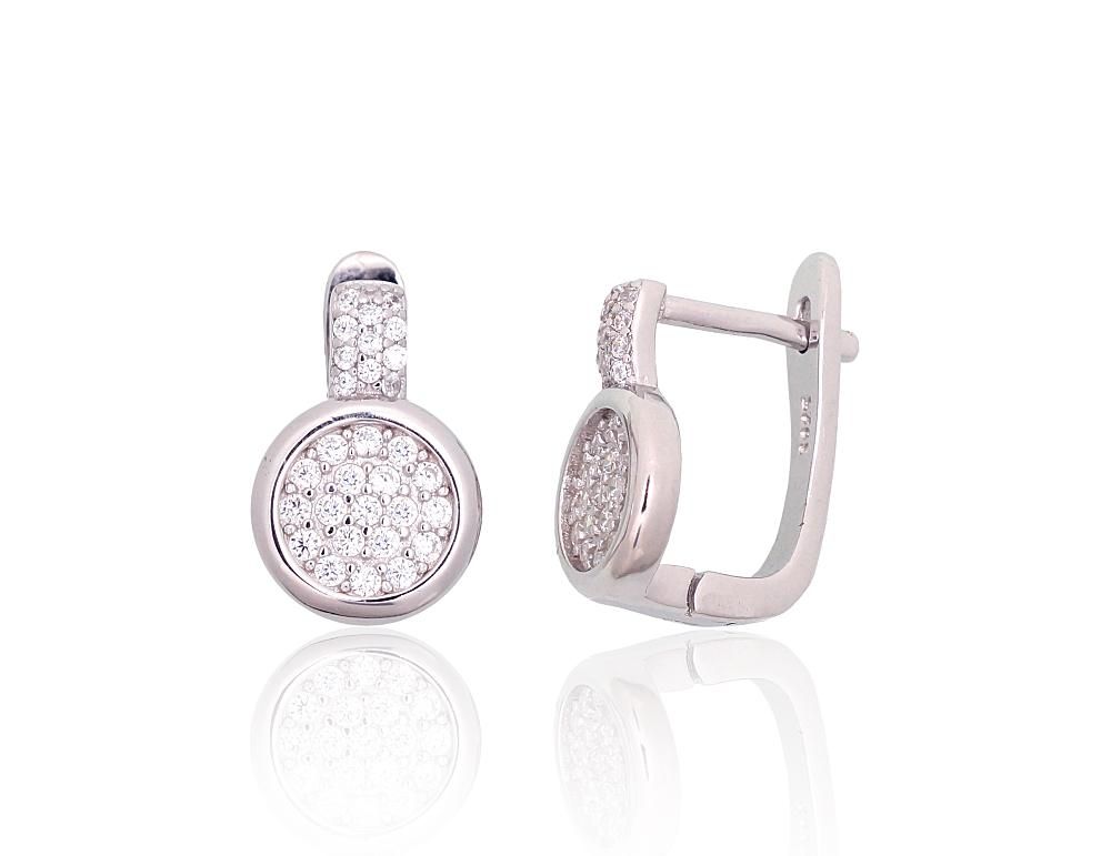 Silver Earrings with English Clasp A2204252PRhGrCZ