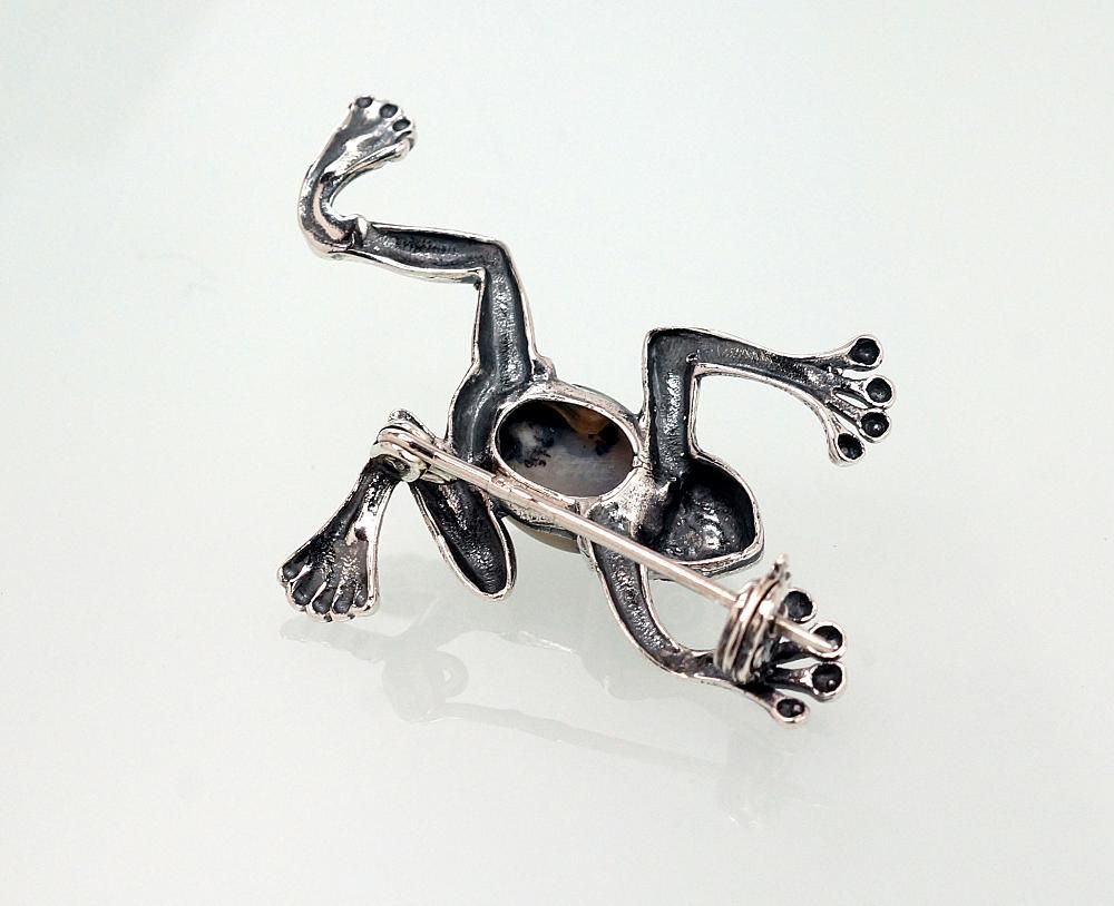 Brosche für Damen, mit Öse, Dendr. Achat, Metall Silber, 925, Modell 2920168(POx-Bk)_AGD-…