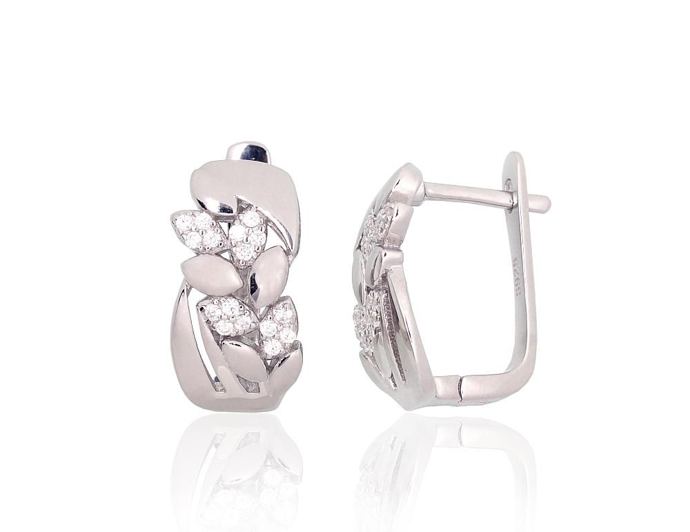 Silver Earrings English Clasp A2204234PRhGrCZ