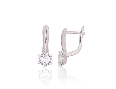 Silver Earrings with English Clasp A2204190PRhGrCZ