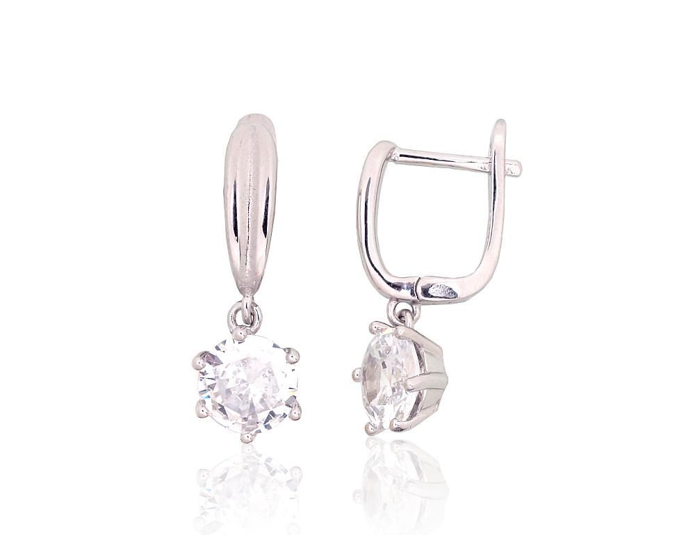 Silver Earrings English Clasp A2204192PRhGrCZ