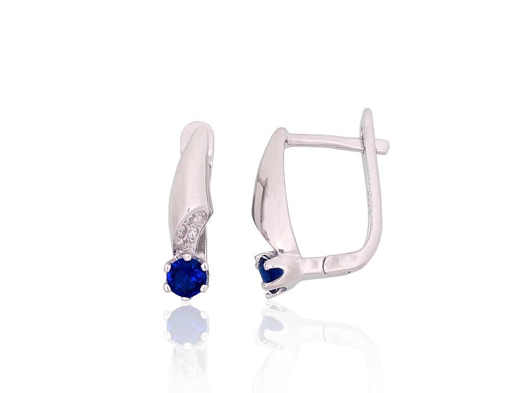 Silver Earrings with English Clasp A2204193PRhGrCZCZB