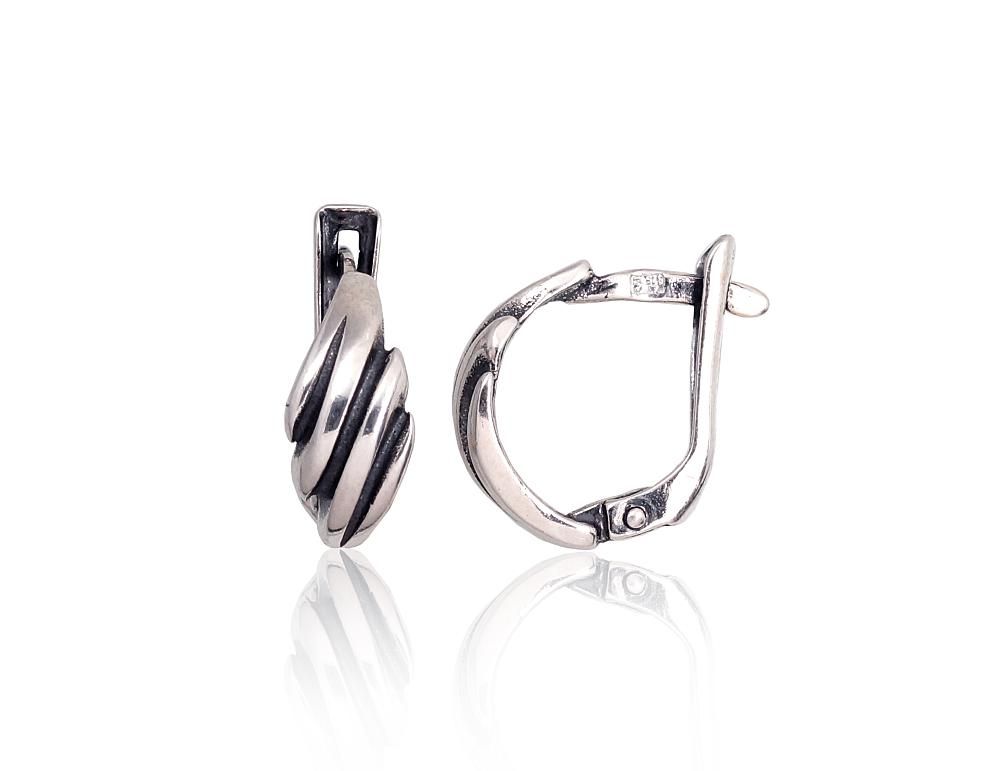 Silver Earrings with English Clasp A2201082POxBk