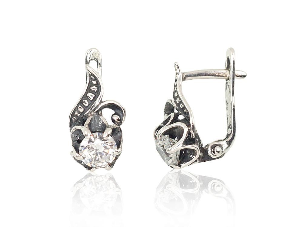 Silver Earrings with English Clasp A2201695POxBkCZ