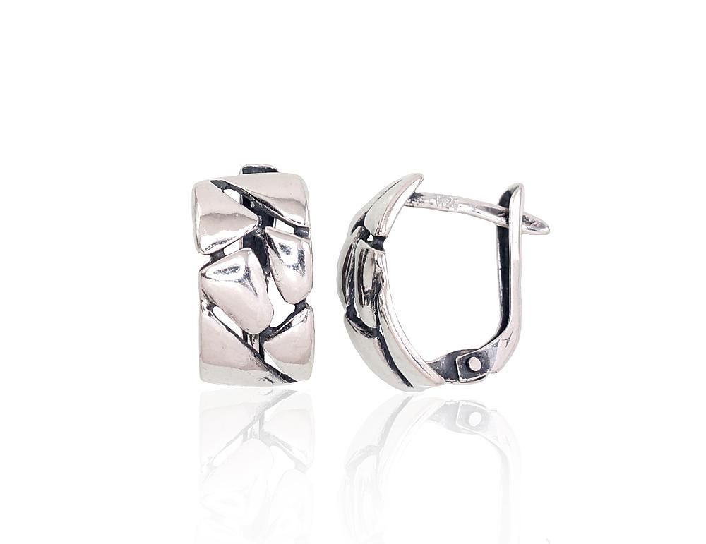 Silver Earrings with English Clasp A2203161POxBk