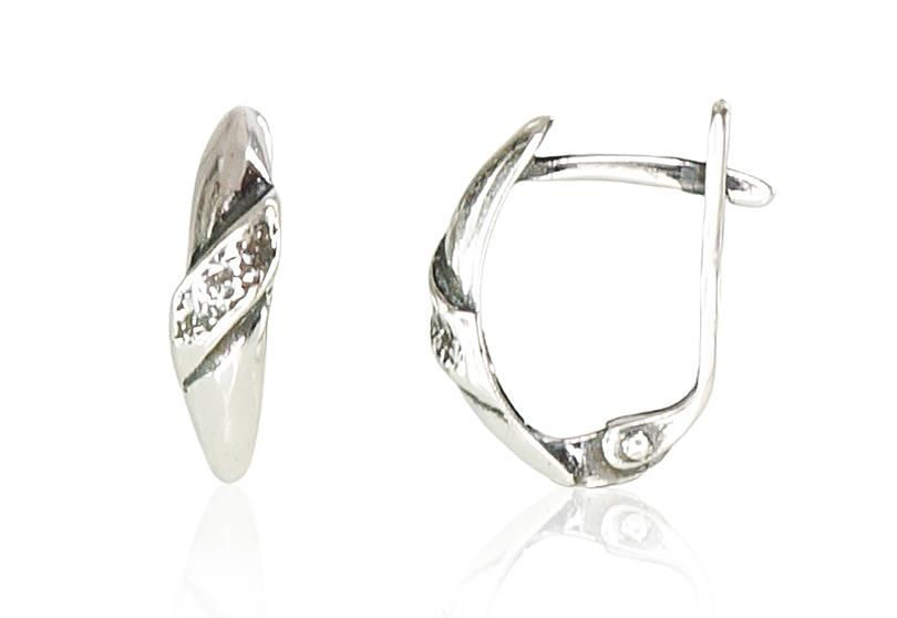 Silver Earrings with English Clasp A2201083POxBk