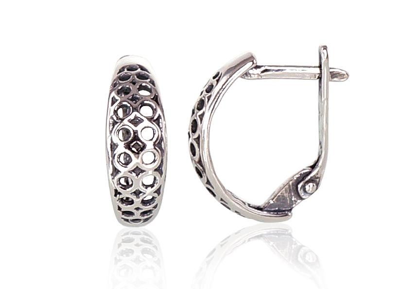 Silver Earrings with English Clasp A2201103POxBk