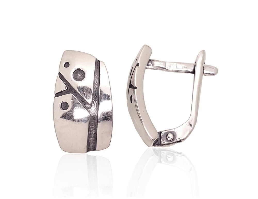 Silver Earrings with English Clasp A2203624POxBk