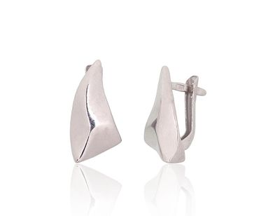 Silver Earrings with English Clasp A2201076PRhGr