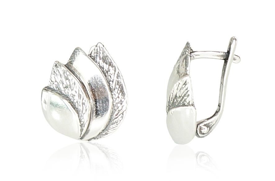 Silver Earrings with English Clasp A2201094POxBk