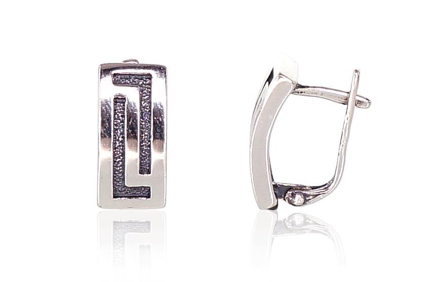 Silver Earrings with English Clasp A2201101POxBk