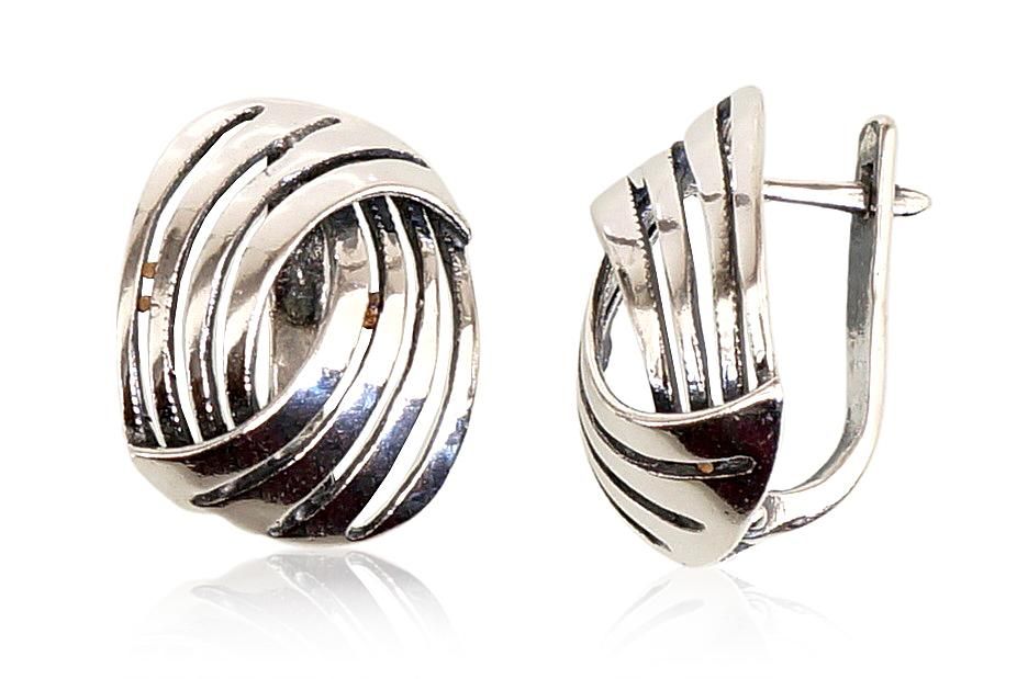 Silver Earrings with English Clasp A2201107POxBk