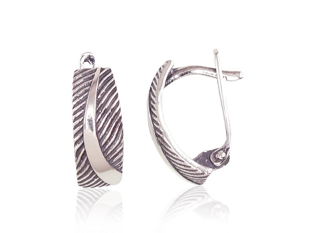 Silver Earrings with English Clasp A2201629POxBk