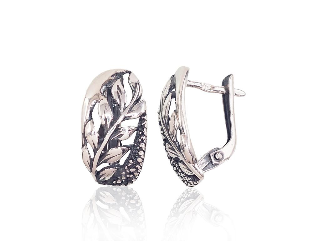 Silver Earrings with English Clasp A2203015POxBk