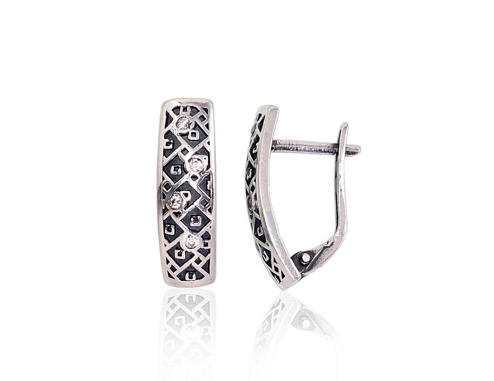 Silver Earrings with English Clasp A2203228POxBkCZ