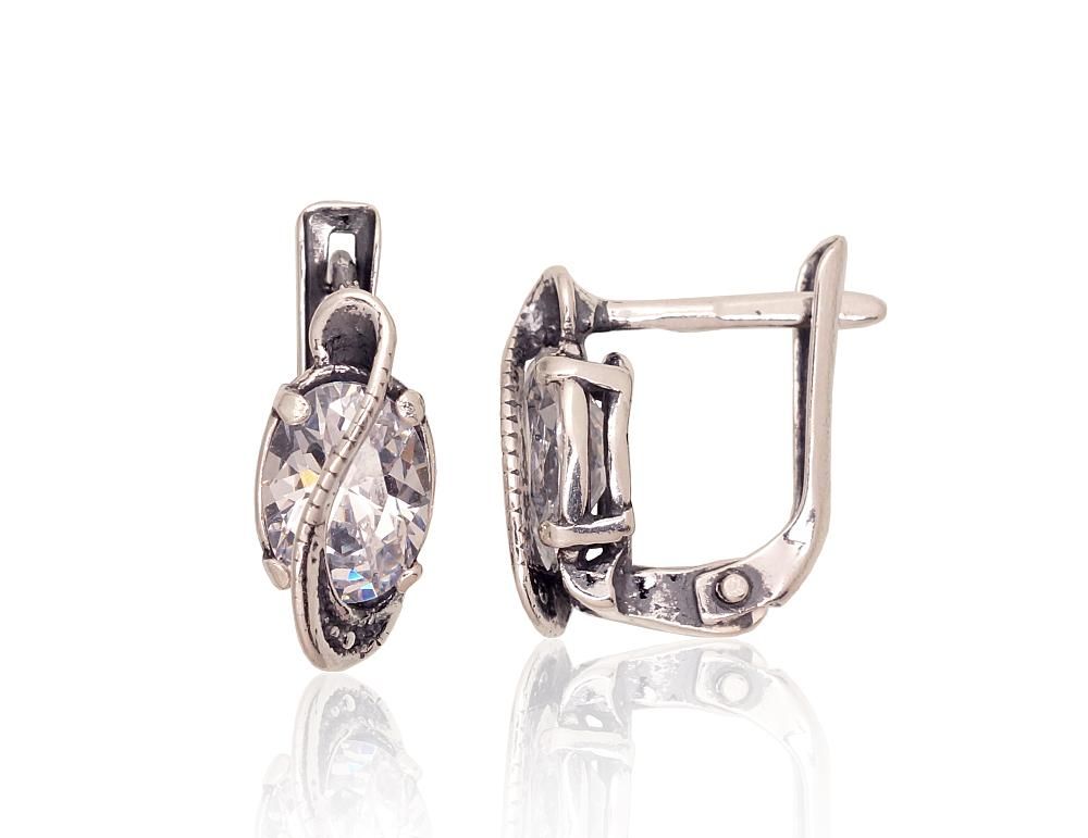 Silver Earrings with English Clasp A2203584POxBkCZ