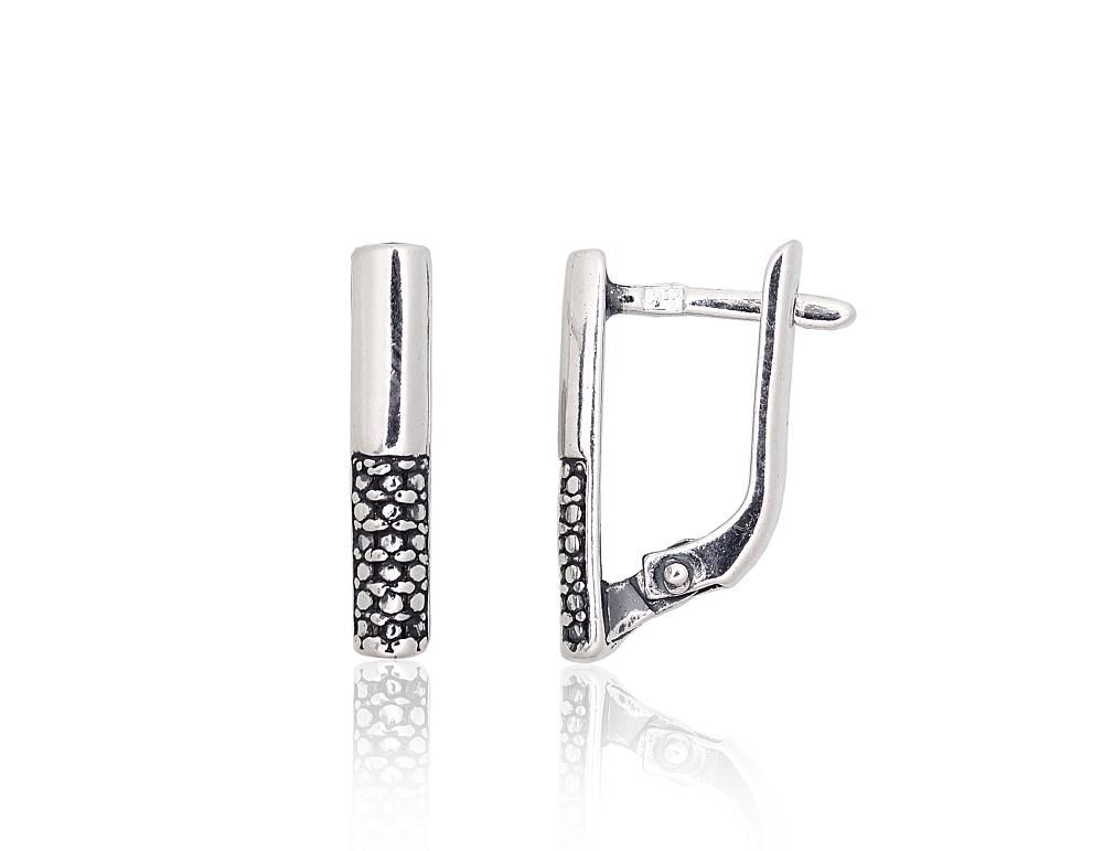 Silver Earrings with English Clasp A2203808POxBk