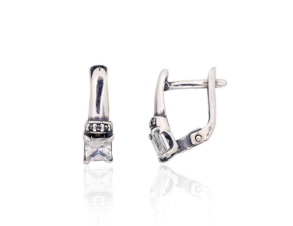 Silver Earrings with English Clasp A2204263POxBkCZ
