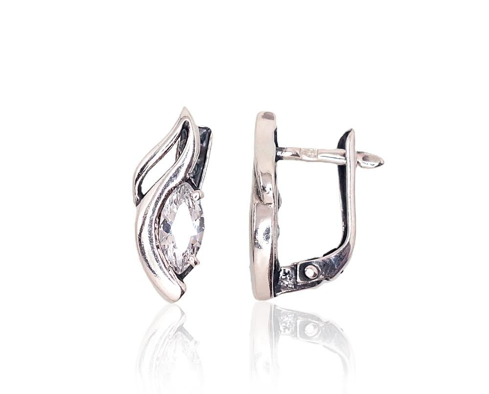 Silver Earrings with English Clasp A2202757POxBkCZ