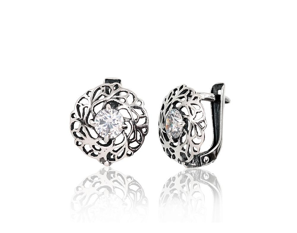 Silver Earrings with English Clasp A2202781POxBkCZ