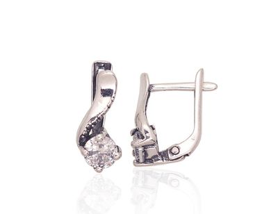Silver Earrings with English Clasp A2203585POxBkCZ