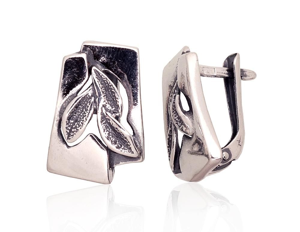 Silver Earrings with English Clasp A2203623POxBk