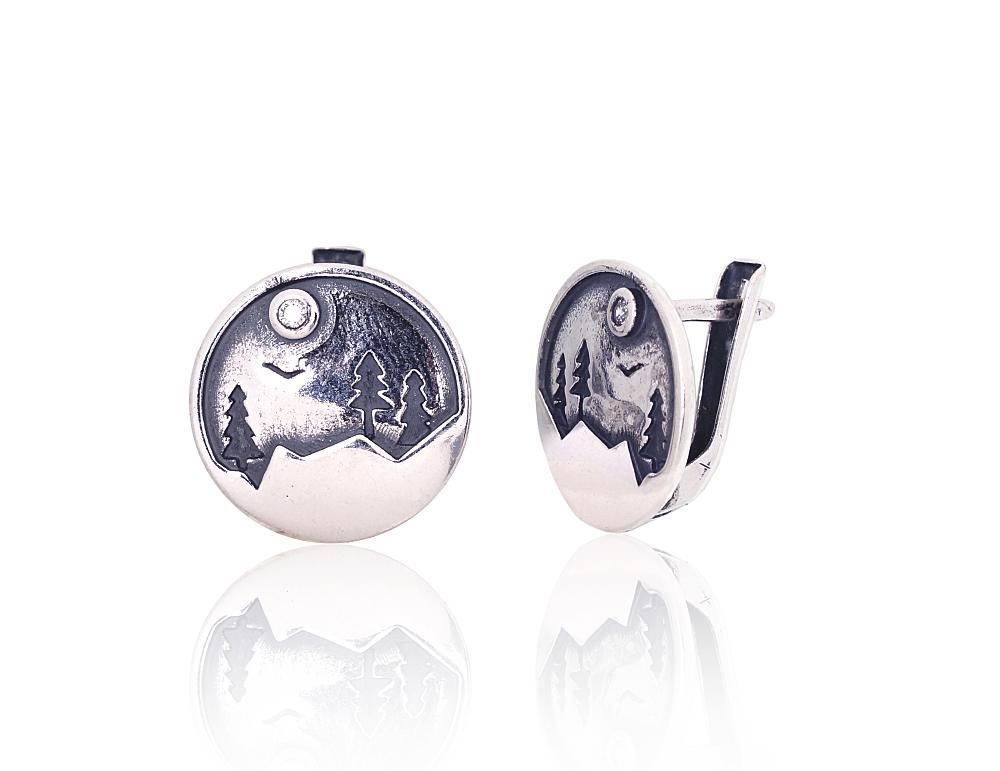 Silver Earrings with English Clasp A2204265POxBkCZ