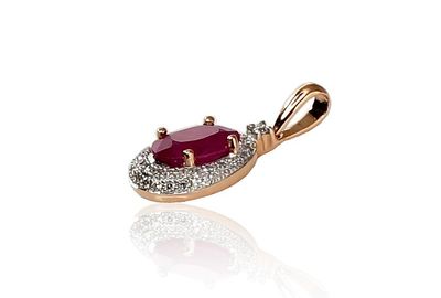 Mit Edelsteinen, für Damen, mit Öse, Diamant, Rubin, Metall Gold, 585, 1300264