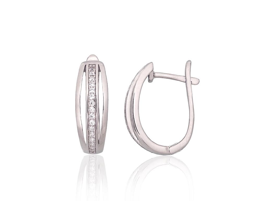 Silver Earrings with English Clasp A2204210PRhGrCZ